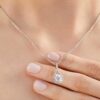 925 Sterling Silver moissanite white minimalist lariat necklace and ring set - Image 7