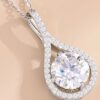 925 Sterling Silver moissanite white minimalist lariat necklace and ring set - Image 5