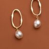 925 sterling silver imitation pearl geometric minimalist drop earring - Image 3