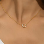 925 sterling silver cubic zirconia moon minimalist necklace