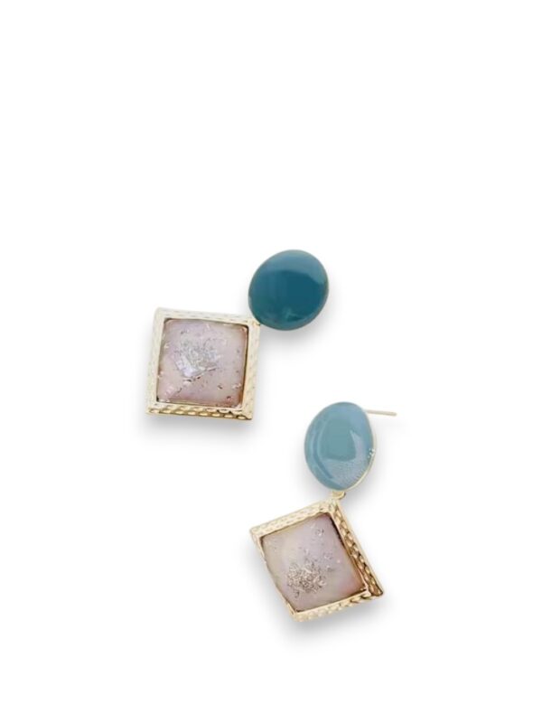 Zinc alloy resin enamel irregular trend drop earring