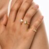 Brass cubic zirconia geometric minimalist band ring - Image 2
