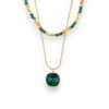 Stainless steel natural stone geometric vintage multi strand necklace