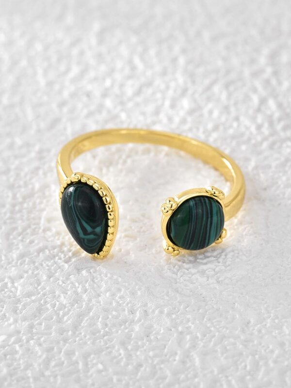 Brass malchite water drop minimalist band ring - Image 2