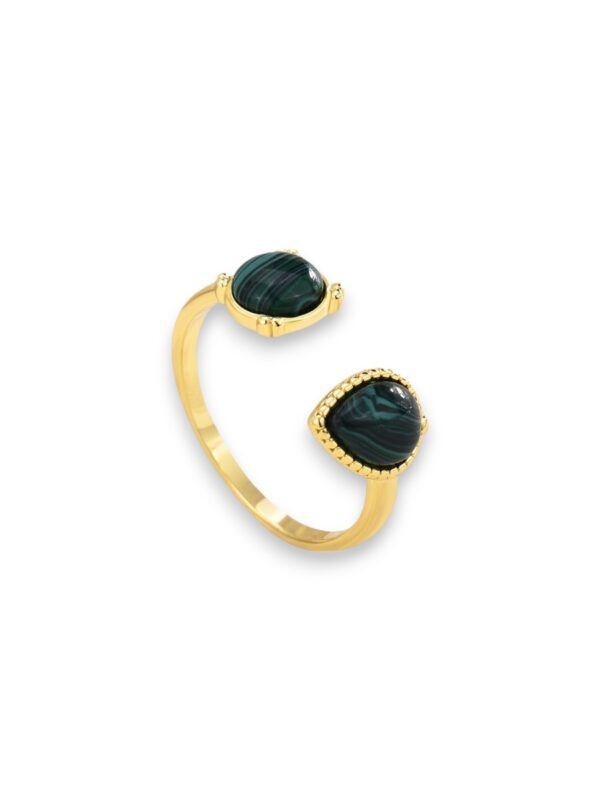 Brass malchite water drop minimalist band ring