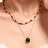 Stainless steel natural stone geometric vintage multi strand necklace - Image 2