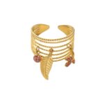 Titanium steel leaf vintage stackable ring