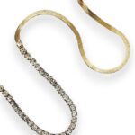 Titanium steel cubic zirconia vintage asymmetrical necklace