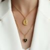 Titanium 316l stainless steel irregular vintage water drop shaped necklace with e-coated waterproof - Image 3