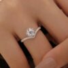 925 Sterling Silver moissanite white minimalist lariat necklace and ring set - Image 3