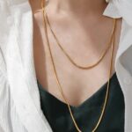Titanium steel snake bone chain minimalist multi strand necklace
