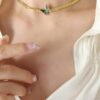 Titanium steel cubic zirconia green butterfly vintage necklace - Image 2