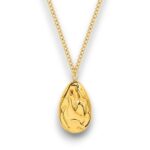 Titanium 316l stainless steel irregular vintage water drop shaped necklace with e-coated waterproof