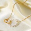 Stainless steel imitation pearl round dainty necklace - Image 2