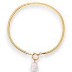 Stainless steel freshwater pearl irregular minimalist necklace