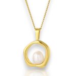 Titanium steel imitation pearl geometric vintage necklace