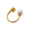 Stainless steel imitation pearl irregular minimalist band ring