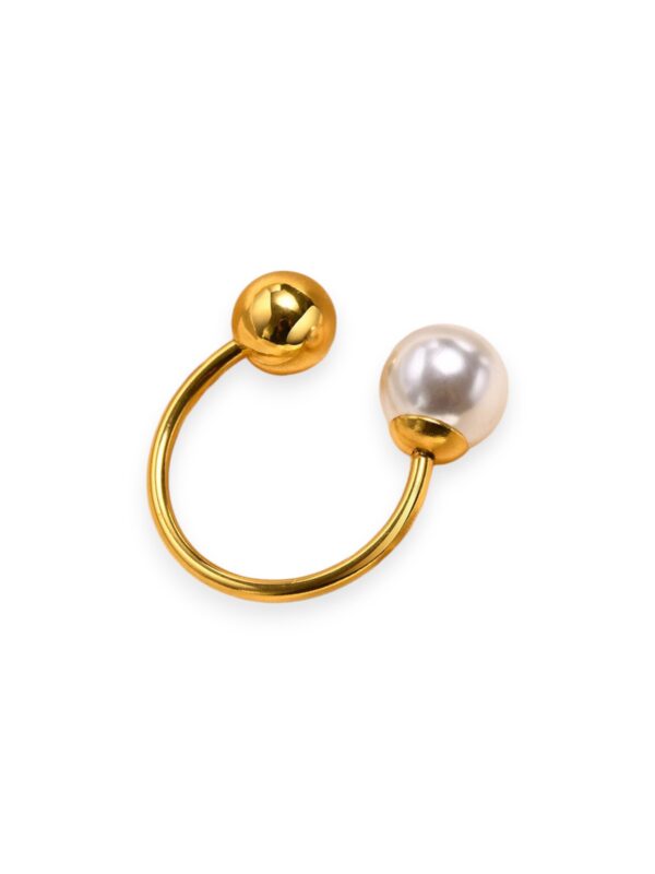 Stainless steel imitation pearl irregular minimalist band ring