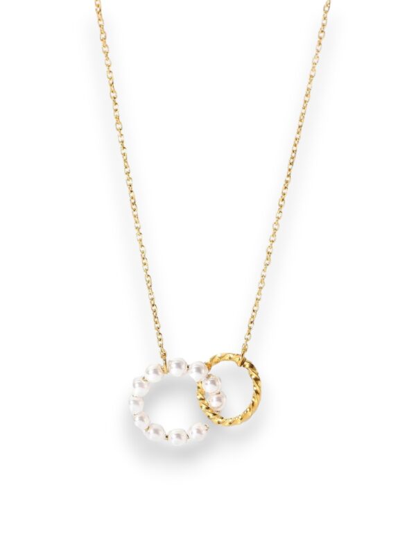 Stainless steel imitation pearl round dainty necklace