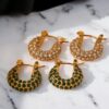 Stainless steel rhinestone geometric vintage stud earring - Image 2