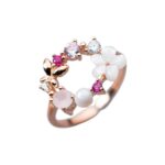 925 rose gold plated flower shaped silver ring