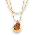 Titanium steel tiger eye multi strand necklace