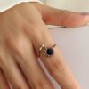 Titanium steel acrylic geometric minimalist band ring with e-coated waterproof - Image 2