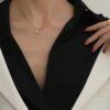 Stainless steel imitation pearl round dainty necklace - Image 3