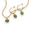 Titanium steel jade vintage geometric earring and necklace set