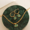 Titanium steel jade vintage geometric earring and necklace set - Image 3