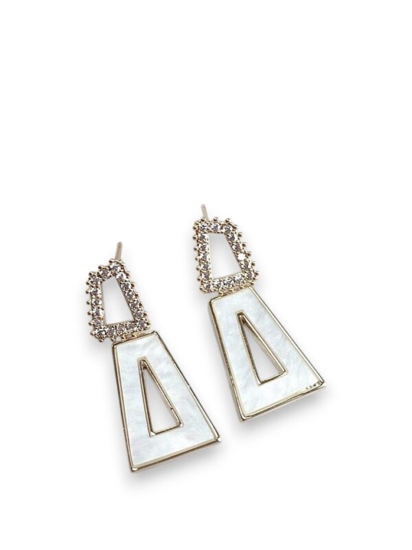 Brass cubic zirconia acrylic geometric trend drop earring